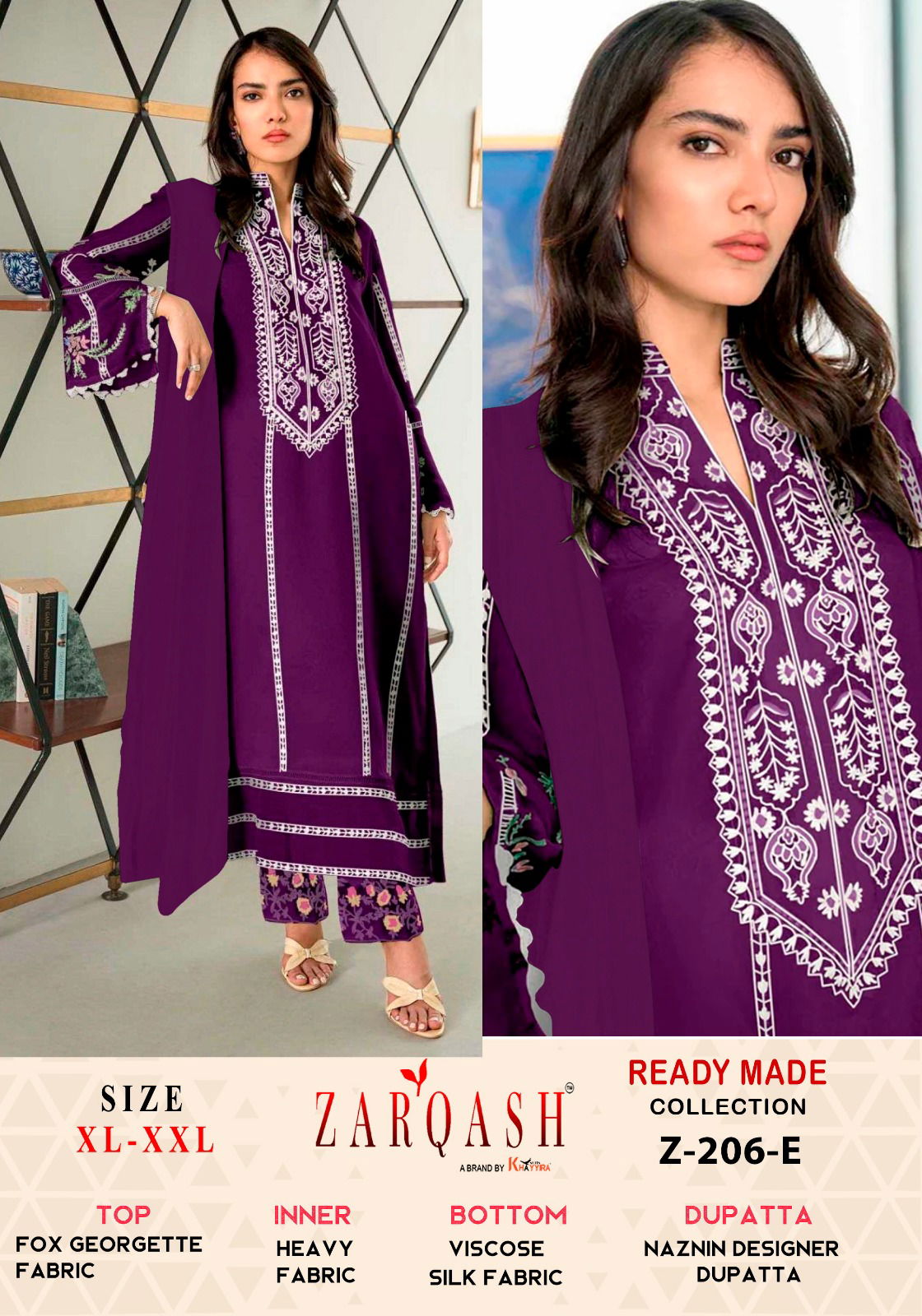 Z 206 Zarqash Fox Georgette Embroidery Pakistani Suits Wholesale Price